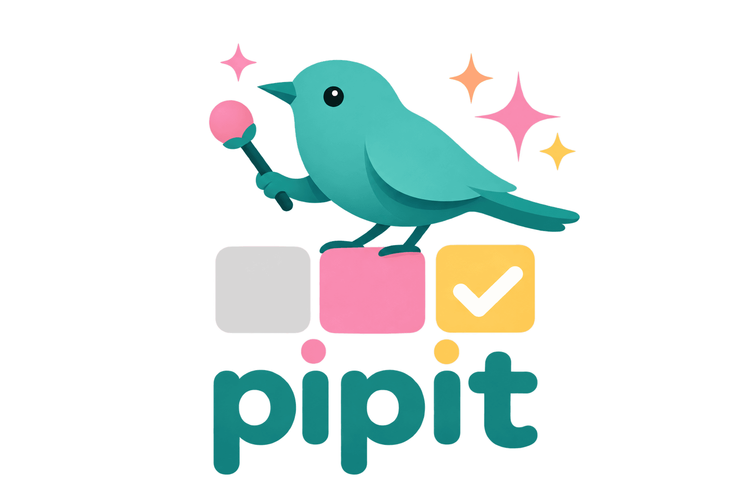 Pipit logo with teal bird mascot and wordmark